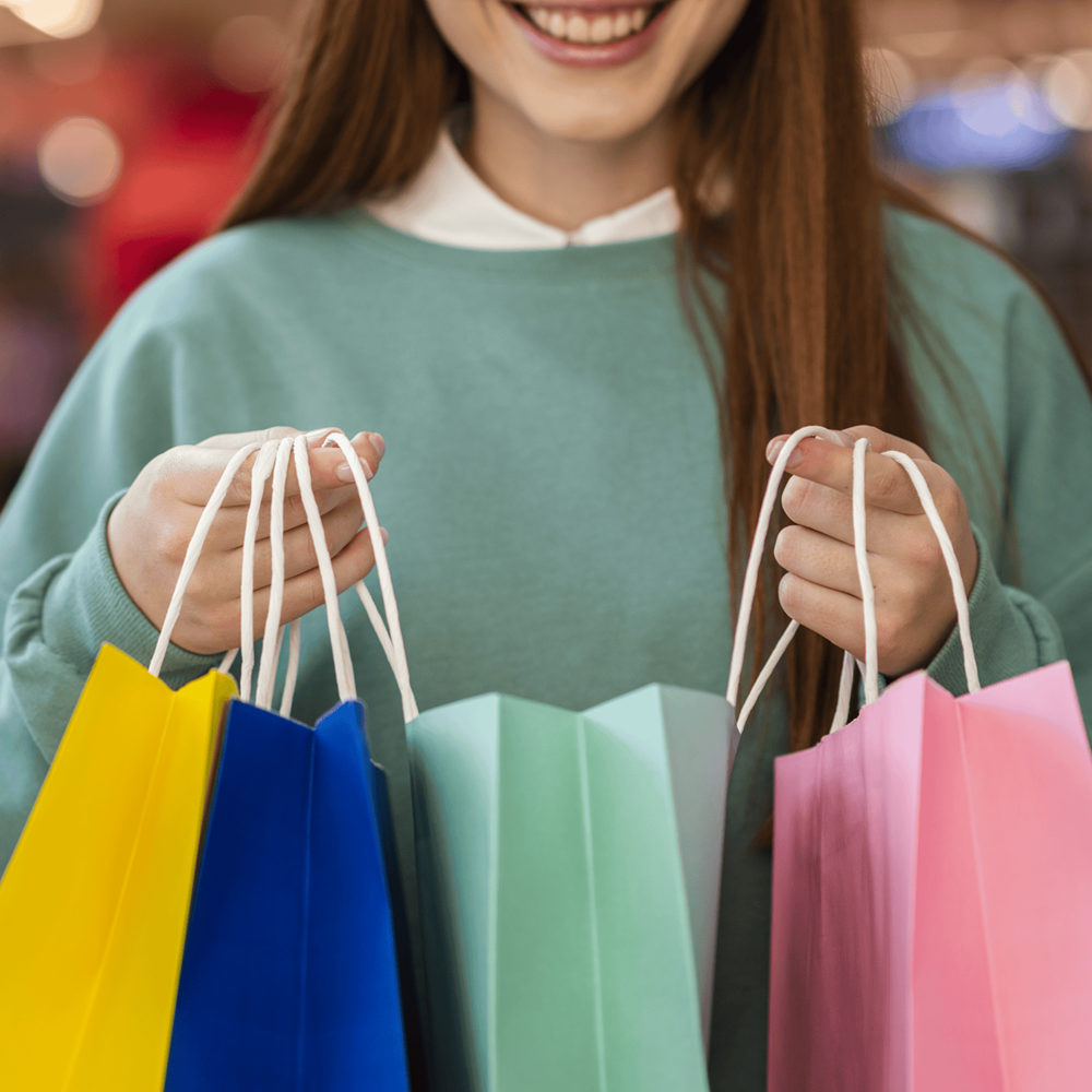 Kraft paper shopping bags with handles