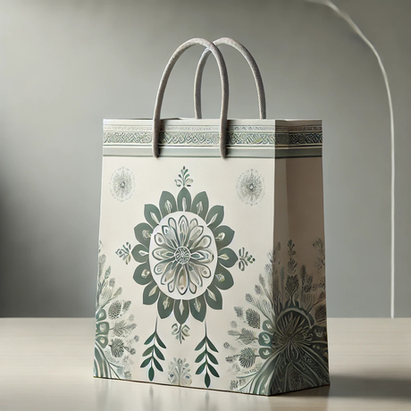 A paper gift bag with handles, displayed in a well-lit setting..jpg