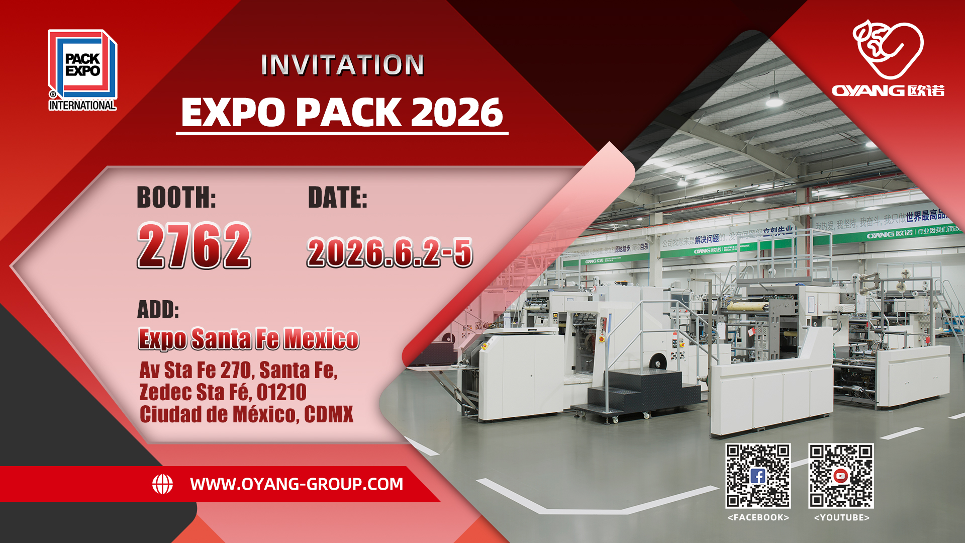 OYANG Packaging Machinery at EXPO PACK 2026 Mexico - Booth 2762
