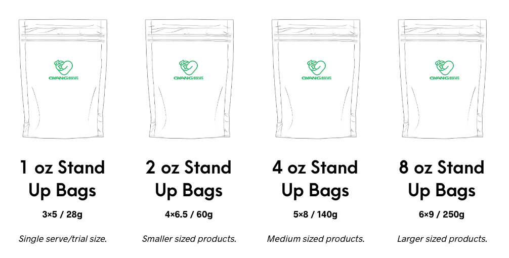 stand up pouch size